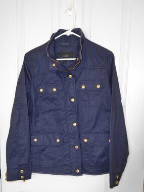 J.Crew Downtown Field Jacket Navy Gold Snap Utility Jacket Size Medium